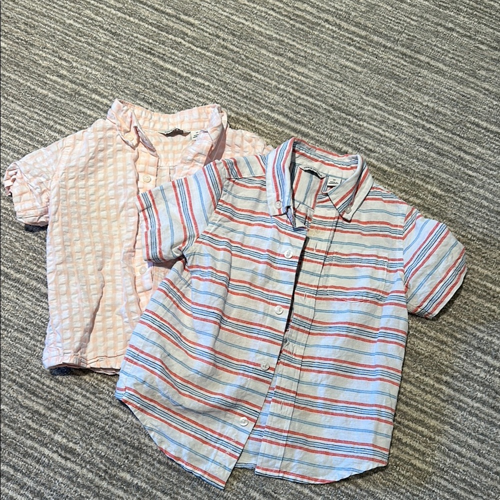 Janie and Jack Pink and Blue Button Down Shirts